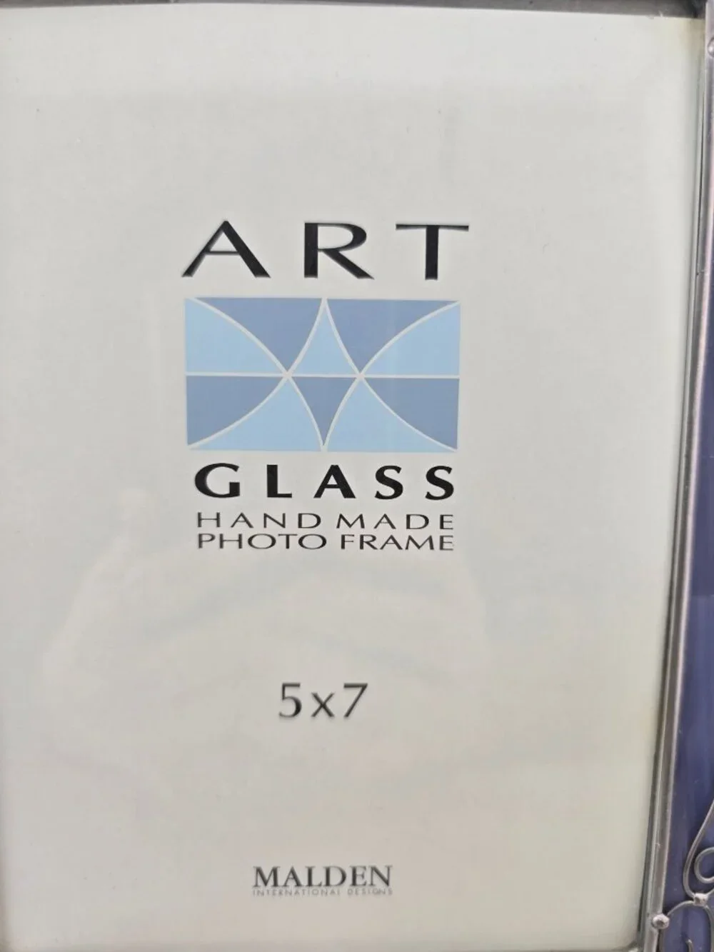 Art Glass 5x7 Handmade Photo Frame Malden Blue & White Stained Glass READ
